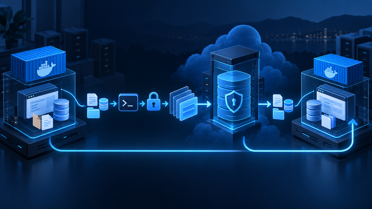 Ilustração técnica sobre Restic em VPS: backup criptografado verificável