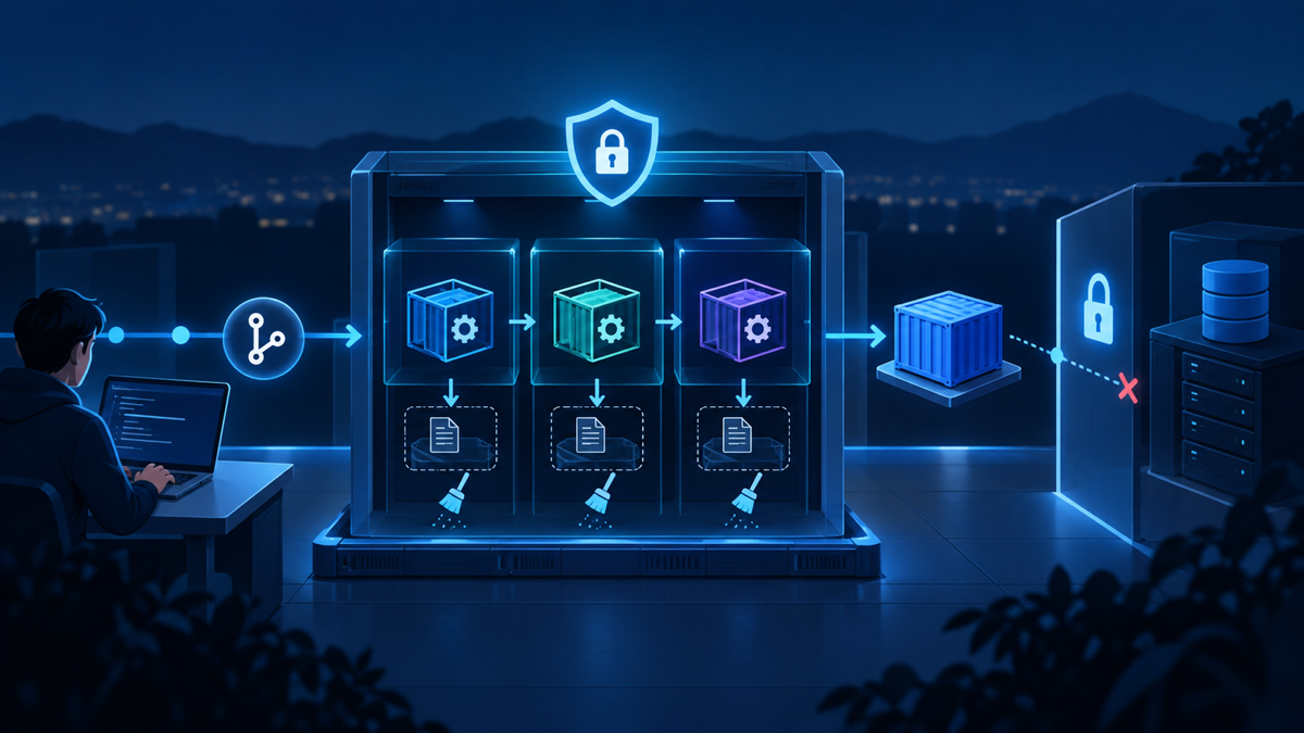 Ilustração técnica sobre Runner self-hosted na VPS: isolar jobs