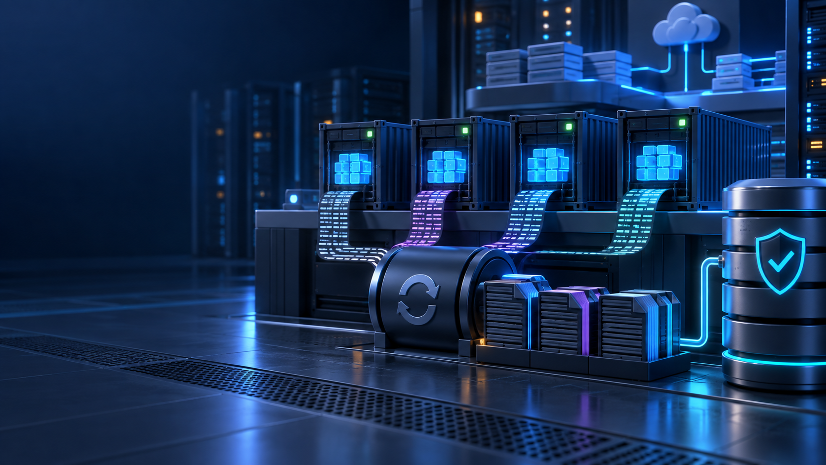 Ilustração técnica sobre Logrotate para Containers: Rotação sem Perder Diagnóstico