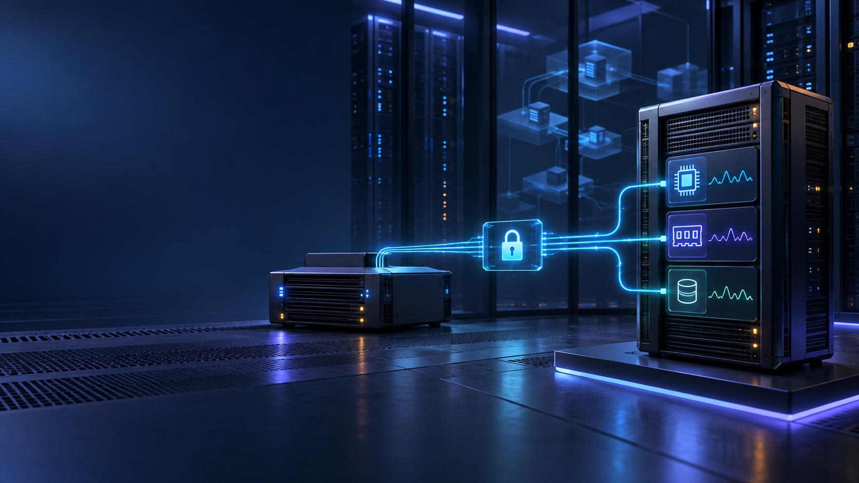 Ilustração técnica sobre Prometheus Node Exporter: Métricas de VPS sem Expor a Porta