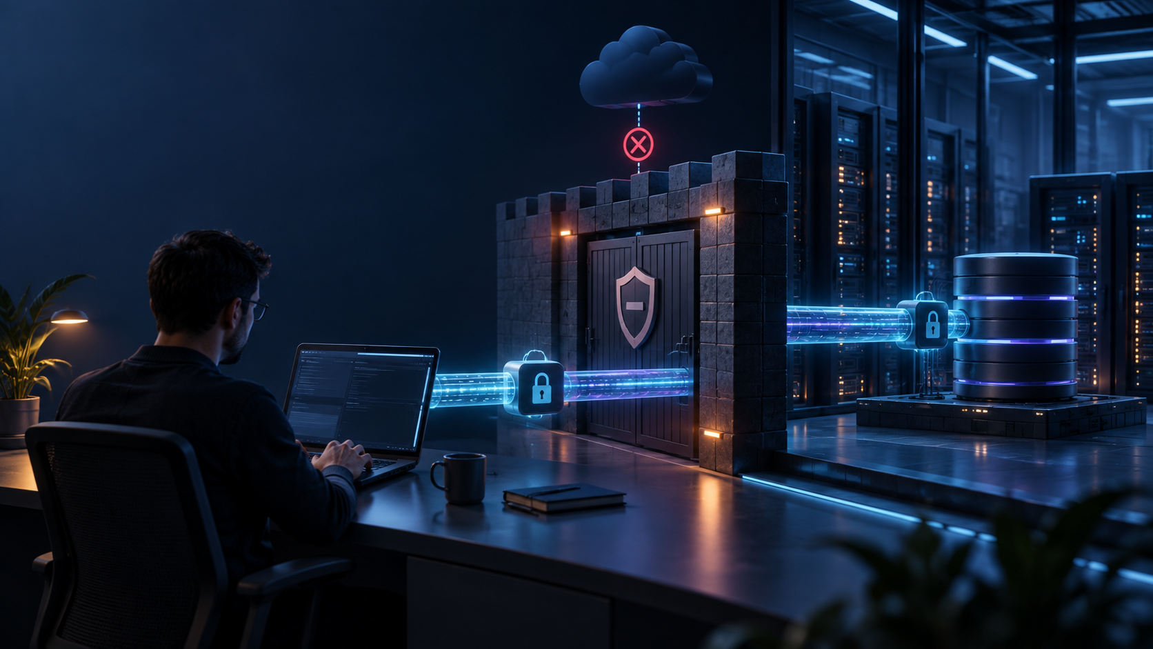 Ilustração técnica sobre SSH Port Forwarding: Acesso Administrativo sem Publicar o Banco