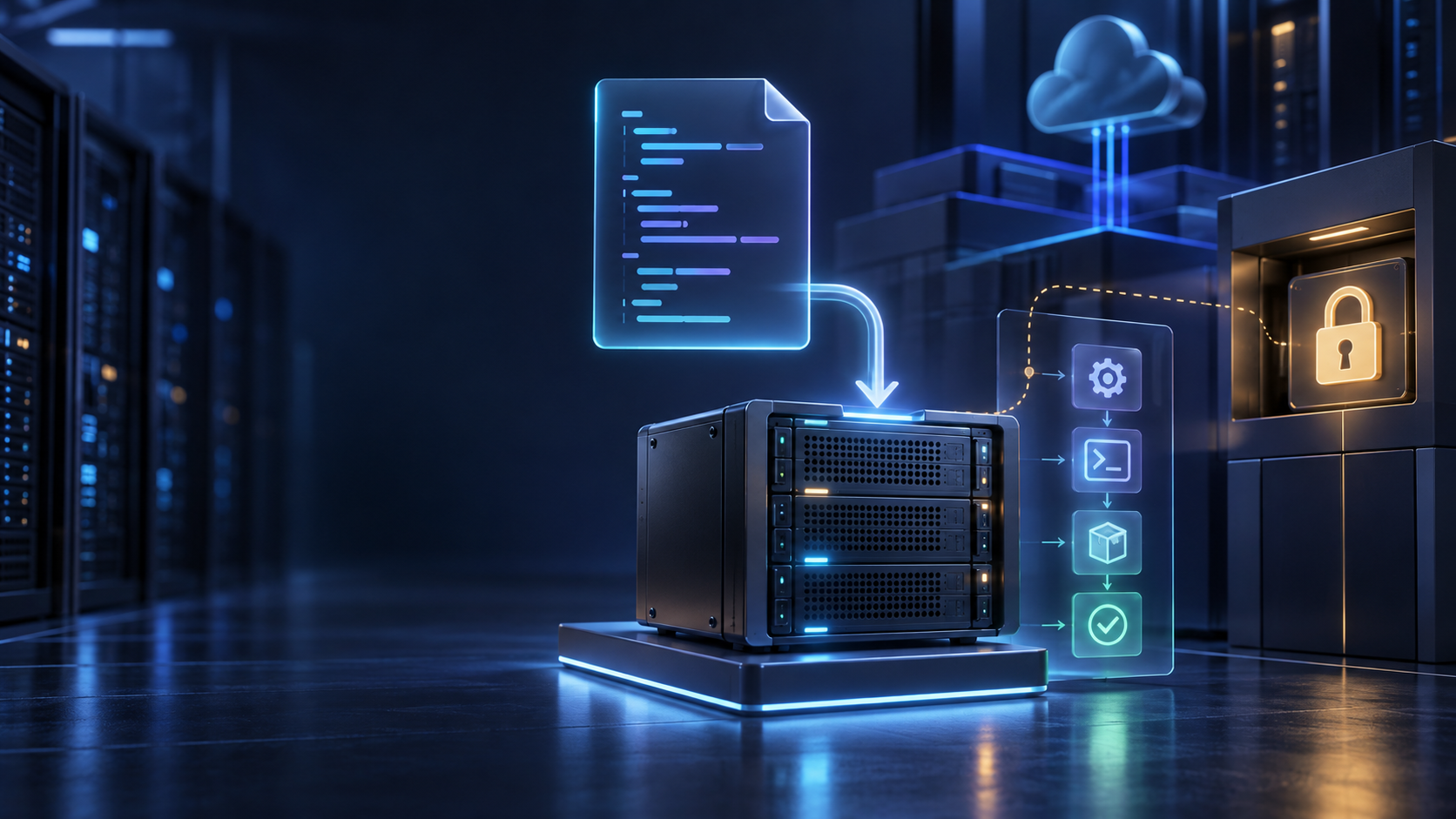 Ilustração técnica sobre Cloud-init em VPS: Provisionamento Repetível sem Segredos no Script