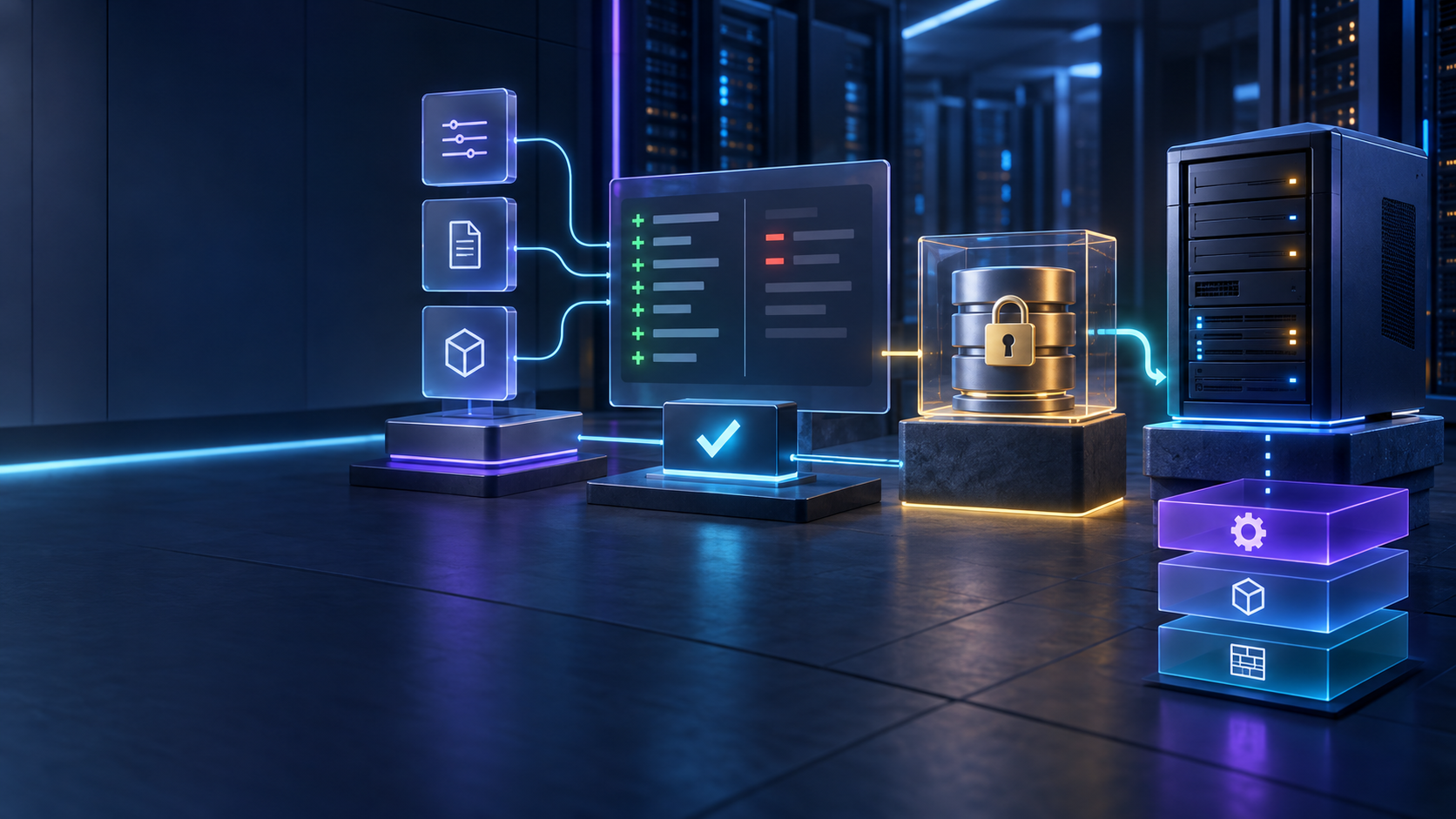Ilustração técnica sobre Terraform para VPS: Estado, Variáveis e Mudança Revisável