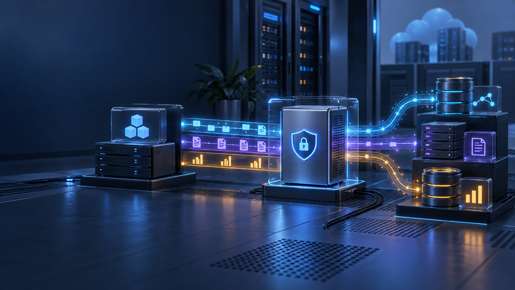 Ilustração técnica sobre OpenTelemetry em VPS: Traces, Logs e Métricas sem Excesso