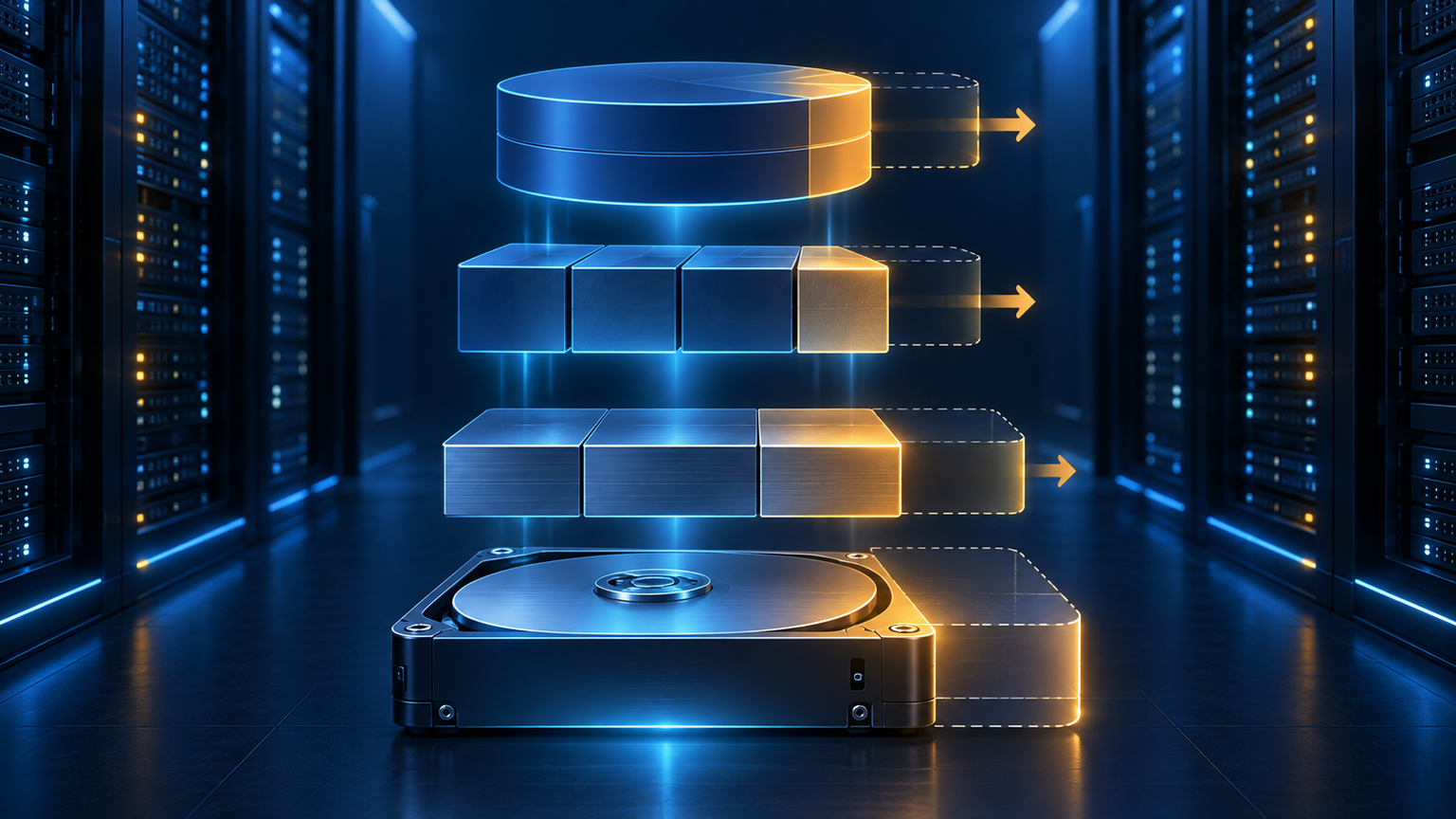 Ilustração técnica sobre LVM em VPS: Aumente o Volume com Segurança