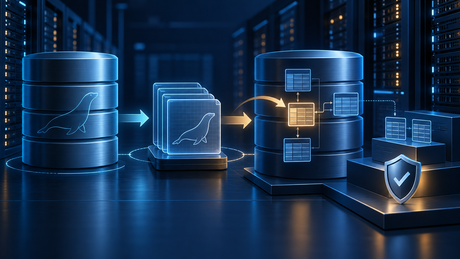 Ilustração técnica sobre MariaDB em VPS: Backup e Restauração por Tabela