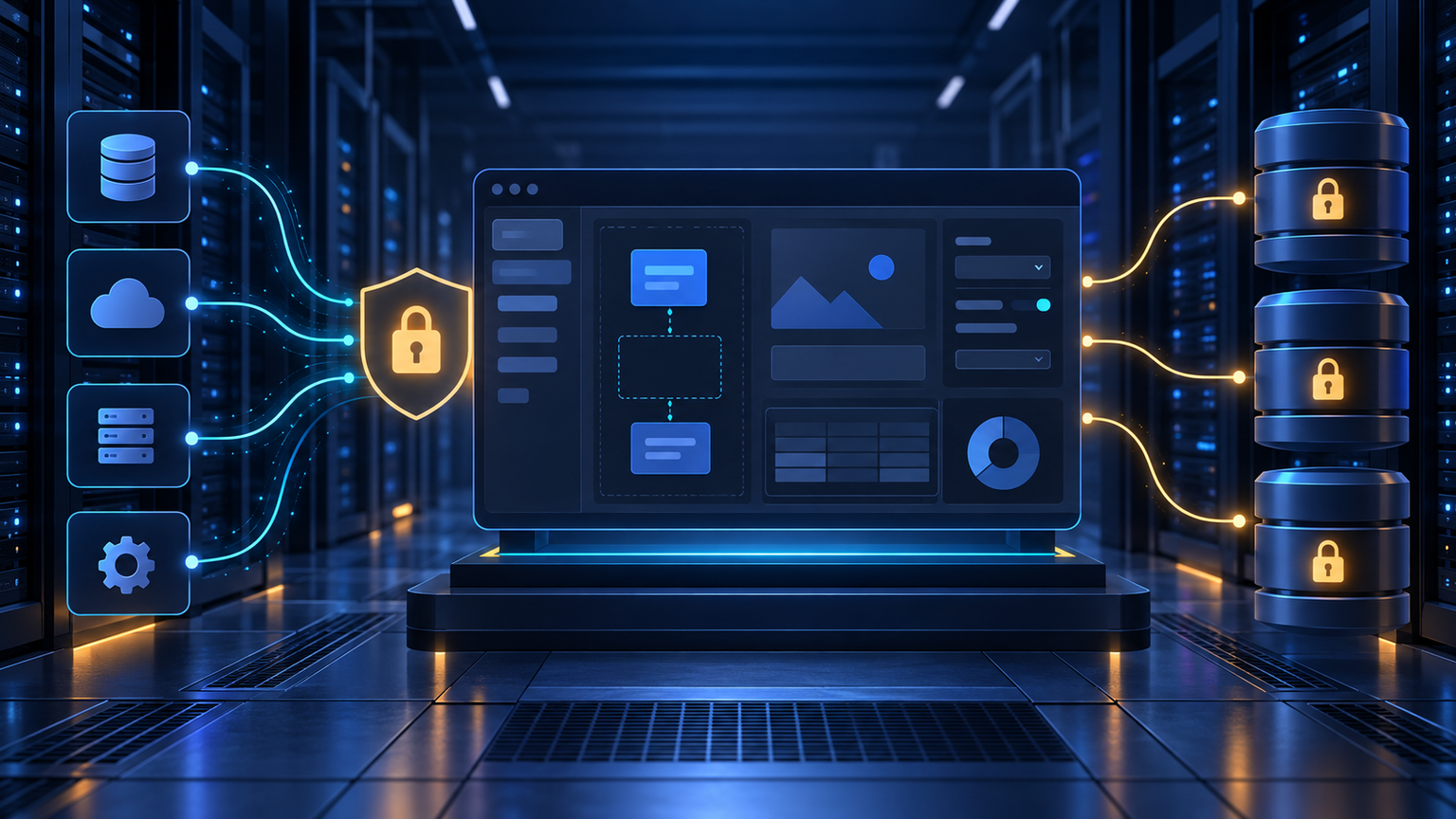 Ilustração técnica sobre Appsmith em VPS: Conexões sem Exposição
