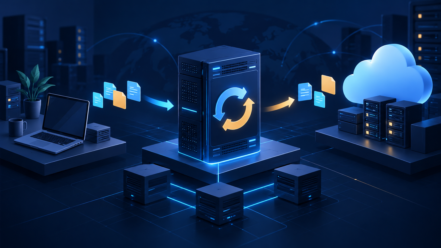 Ilustração técnica sobre Rclone em VPS: Sincronização sem Apagar a Origem