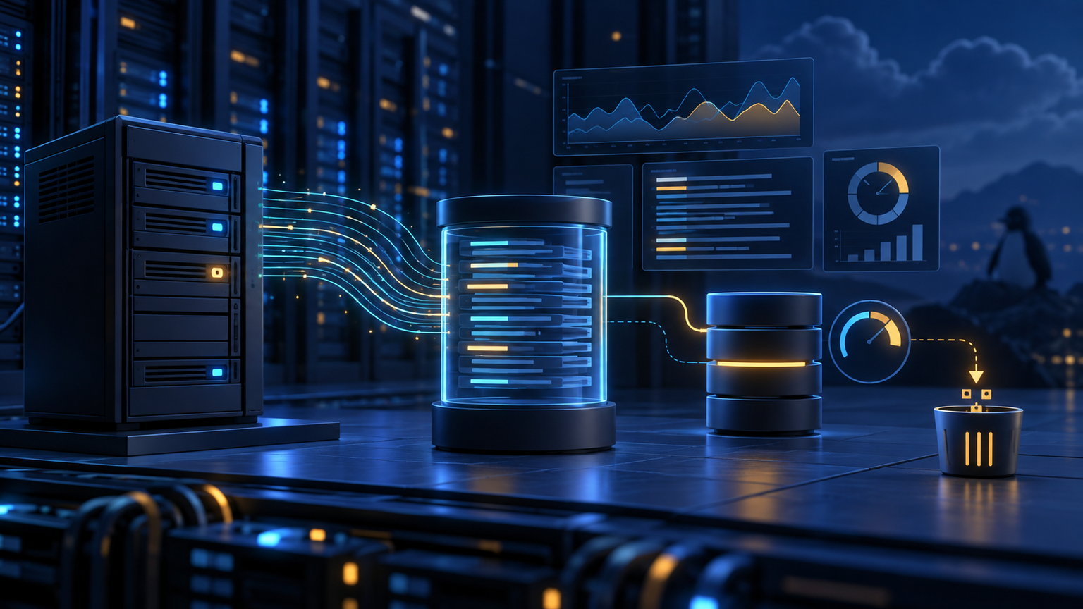 Ilustração técnica sobre Journald em VPS: Retenção sem Perder o Diagnóstico