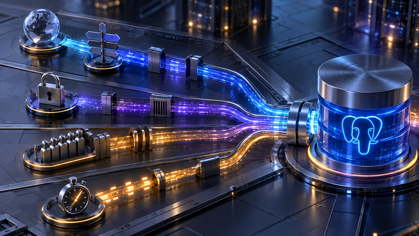 Ilustração técnica sobre PostgreSQL Connection Timeout: Diagnóstico por Rede e Pool