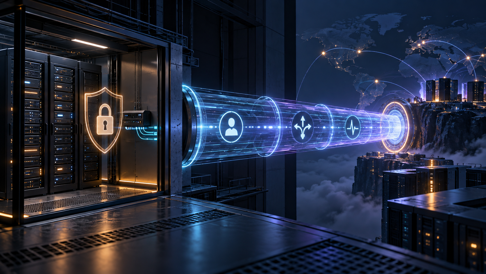 Ilustração técnica sobre Cloudflare Tunnel: Origem sem Porta Pública