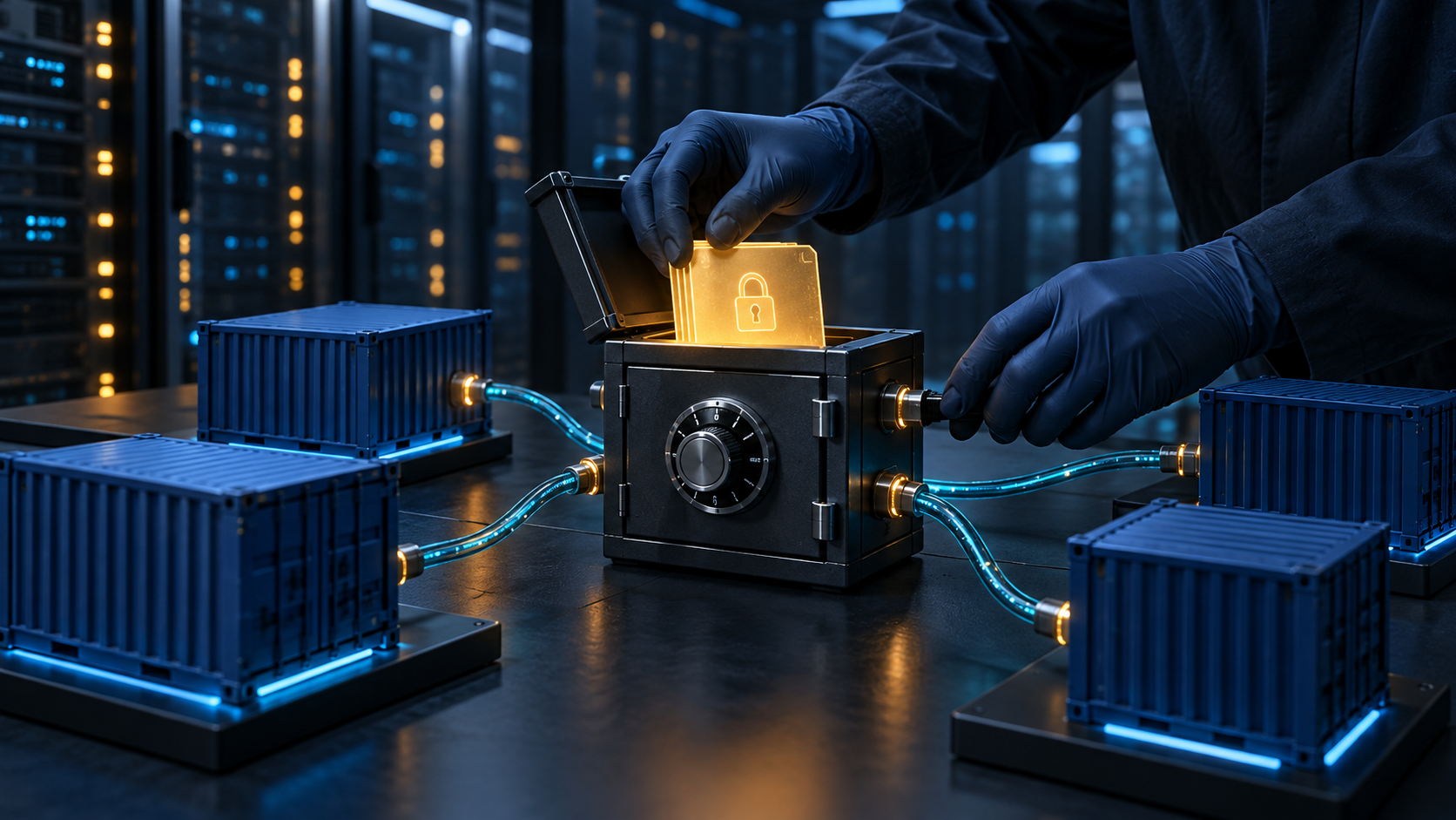 Ilustração técnica sobre Docker Compose: Use Secrets sem Vazar Credenciais